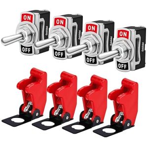 Gebildet 4Piezas Conmutador de Palanca SPST 10A/12VDC, 6A/24VDC, Interruptor de Palanca ON/Off 2Posiciones 2Pin, para Auto Vehiculo Barco